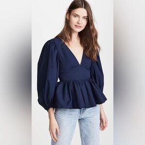 STAUD Luna peplum top navy 2